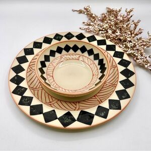 2 Pc Hartstone Appetizer and Dip Bowl. Ohio Pottery. USA Vintage